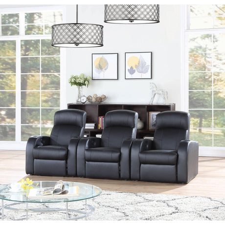 Coaster Furniture Cyrus Leather Match Reclining Home Theater Seating (With Wall Recline) 600001-S3B - Home Elegance USA