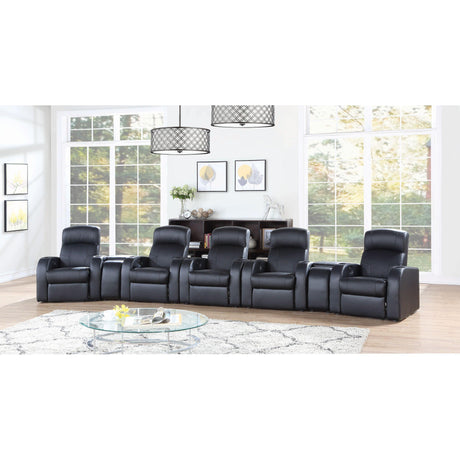 Coaster Furniture Cyrus Leather Match Reclining Home Theater Seating (With Wall Recline) 600001-S5B - Home Elegance USA