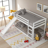 Twin over Twin Bunk Bed with Convertible Slide and Ladder , White(Old SKU:WF281725AAK) - Home Elegance USA