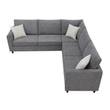 [VIDEO provided] [New] 91*91" Modern Upholstered Living Room Sectional Sofa, L Shape Furniture Couch with 3 Pillows - Home Elegance USA