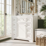 36" Bathroom Vanity with Sink Combo, One Cabinet and Six Drawers, Solid Wood and MDF Board, White - SY999404AAK - image - 2