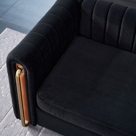 Modern velvet sofa black color - Home Elegance USA