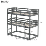 Twin over Twin over Twin Triple Bunk Bed,Gray - Home Elegance USA