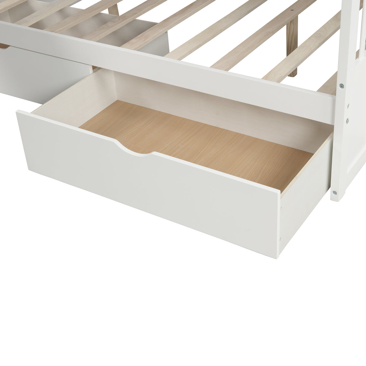Twin over Full Bunk Bed with Drawers,Storage and Slide, Multifunction, White - Home Elegance USA