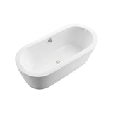 67"L x 31.5\'\'W Acrylic Art Freestanding Alone White Soaking Bathtub with Brushed Nickel Overflow and Pop-up Drain