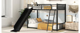 Metal Bunk Bed with Slide, Twin over Twin, Black - Home Elegance USA