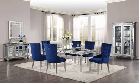 Acme Furniture - Varian 7 Piece Dining Table Set In Mirrored & Antique Platinum - 66155-7SET