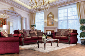 Tabitha - Sofa & Loveseat - Wine / Gold