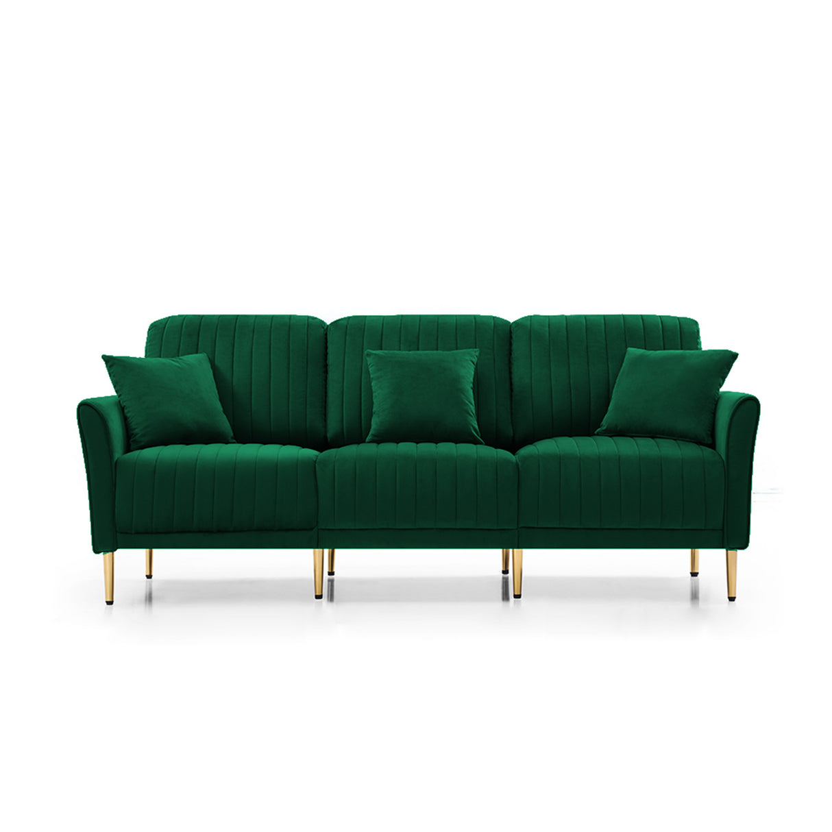 Living Room Furniture Upholstered Couch Sofa with Reversible Cushions for Home or Office 3-Seat Green Velvet - Home Elegance USA