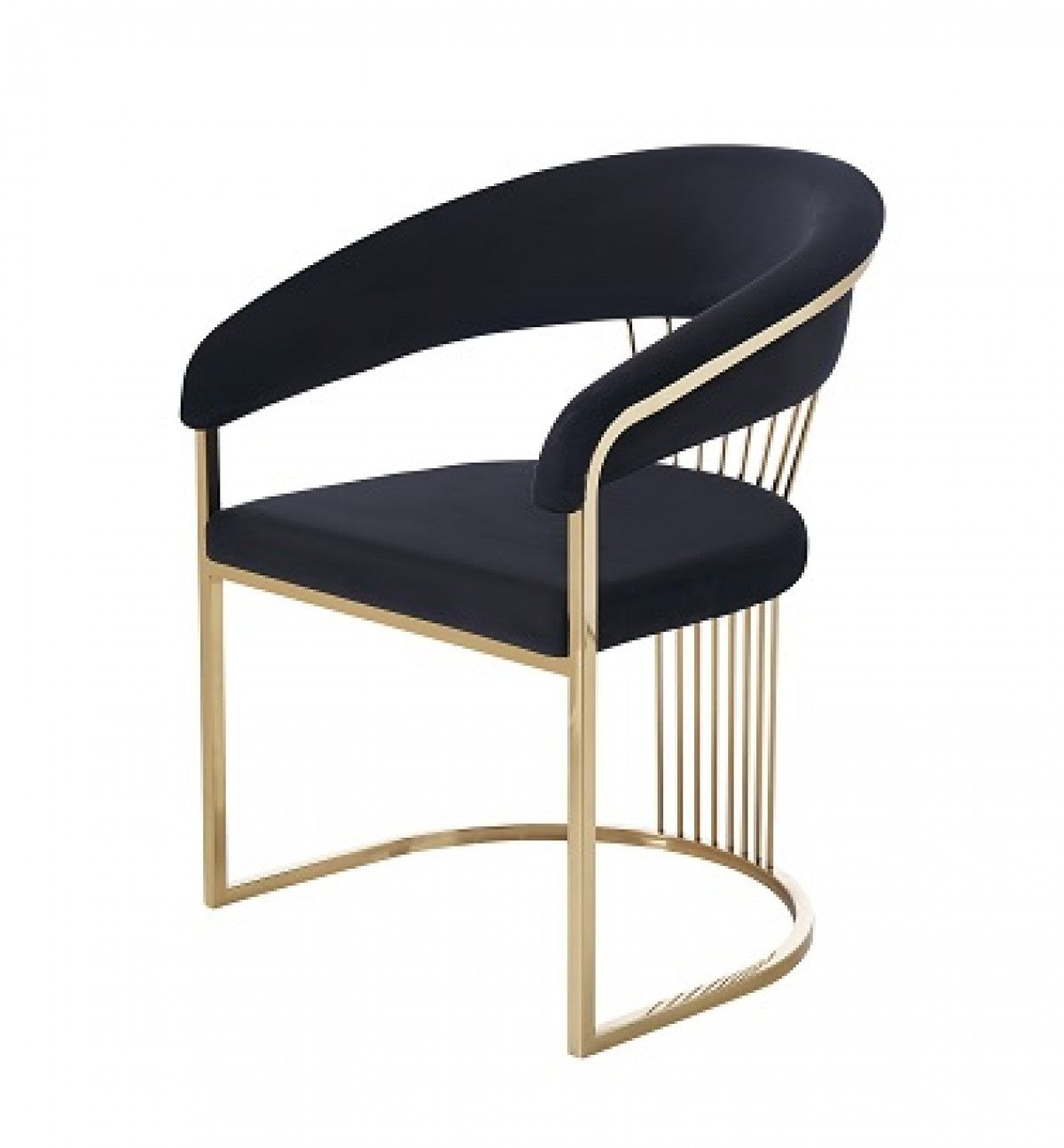 Modrest Linda Modern Black Velvet and Gold Dining Chair - Home Elegance USA