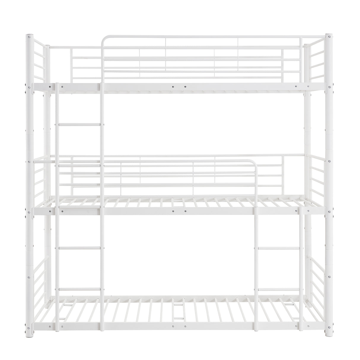 Twin-Twin-Twin Triple Bed with Built-in Ladder, Divided into Three Separate Beds,White(OLD SKU:LP000097AAK) - Home Elegance USA