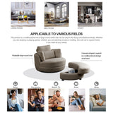 39"W Oversized Swivel Chair with moon storage ottoman for Living Room, Modern Accent Round Loveseat Circle Swivel Barrel Chairs for Bedroom Cuddle Sofa Chair Lounger Armchair, 4 Pillows, Teddy Fabric Home Elegance USA