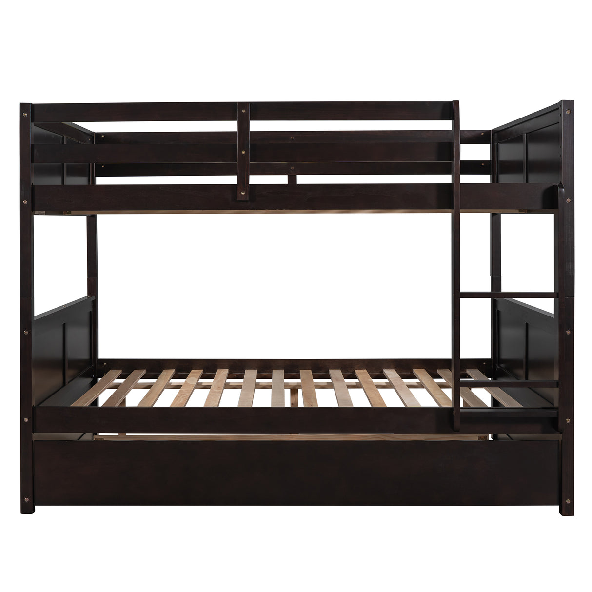 Full Over Full Bunk Bed with Twin Size Trundle, Espresso (old sku: LP000150AAP ) - Home Elegance USA