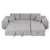 104" Pull Out Sleeper Sofa Reversible L - Shape 3 Seat Sectional Couch with Storage Chaise and 2 Stools for Living Room Furniture Set,Gray - SG000430AAE - image - 15