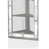 Curio Cabinet Silver Glass Corner Design Shelf's Contemporary Design  1pc Home Elegance USA