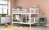 Full over Full Bunk Bed with Ladder for Bedroom, Guest Room Furniture-White(OLD SKU :LP000203AAK) - Home Elegance USA