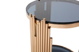 Modrest Bryce Modern Smoked Glass & Rosegold Round End Table - Home Elegance USA