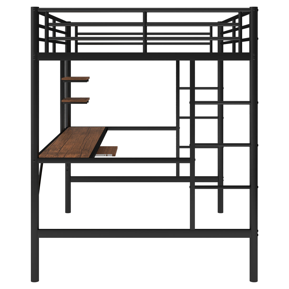 Loft Bed with Desk and Shelf , Space Saving Design,Full,Black (OLD SKU:MF285665AAB) - Home Elegance USA