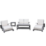 Octavia All-Weather Outdoor, Patio 7-Piece Aluminum Deep Seating Set with Water-Repellent Cushions for Deck, Backyards, Gardens, Lawns, Poolside, and Beach.