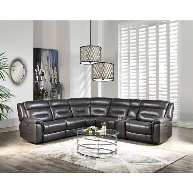 Imogen - Sectional Sofa - Gray Leather-Aire - Home Elegance USA