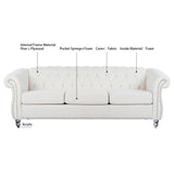 84.65" Rolled Arm Chesterfield 3 Seater Sofa | Home Elegance USA