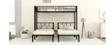 Twin over Twin & Twin Bunk Beds for 3, Twin XL over Twin & Twin Bunk Bed Metal Triple Bunk Bed, Black (Pre-sale date: June 10th) - Home Elegance USA