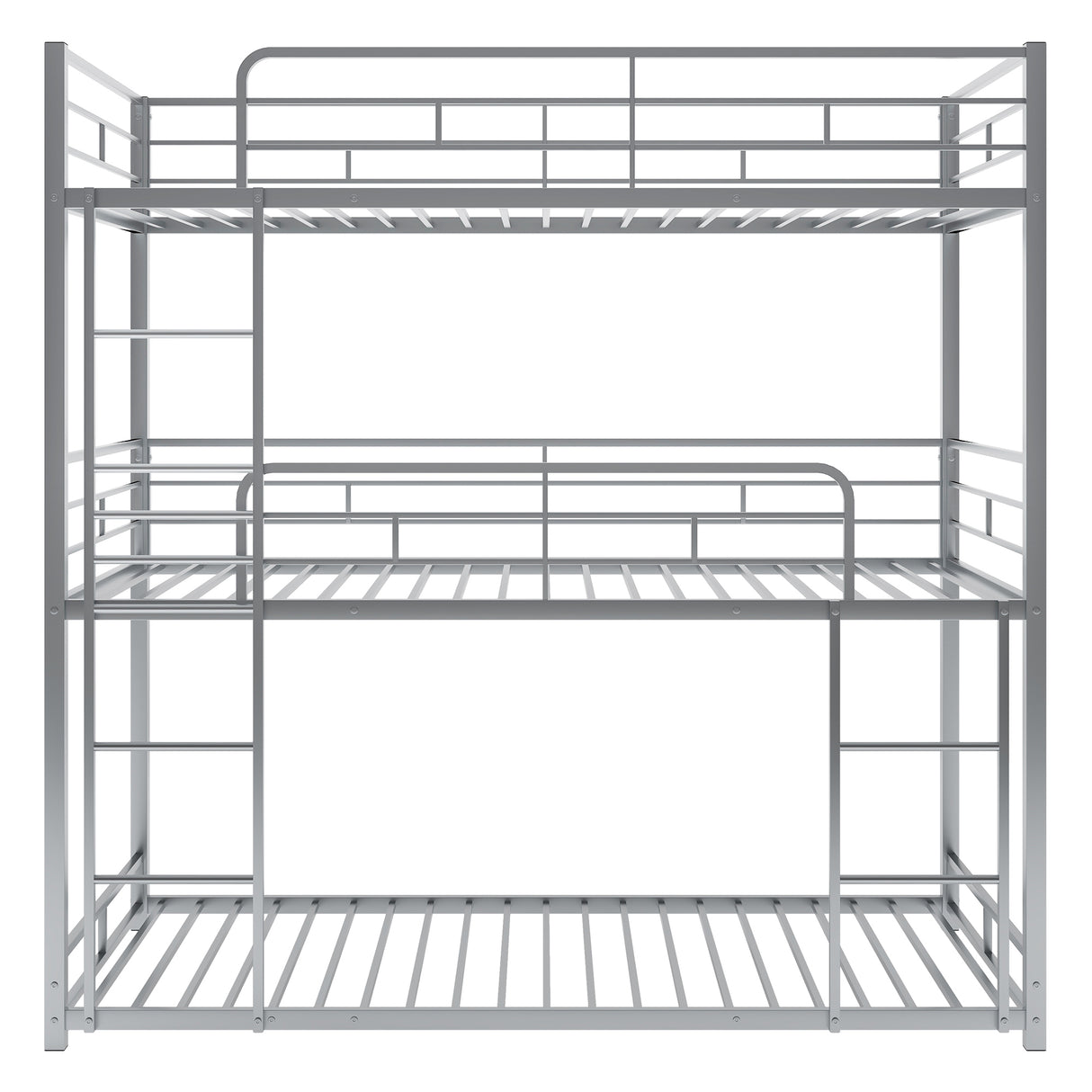 Metal Twin Size Triple Bunk Bed, Silver - Home Elegance USA