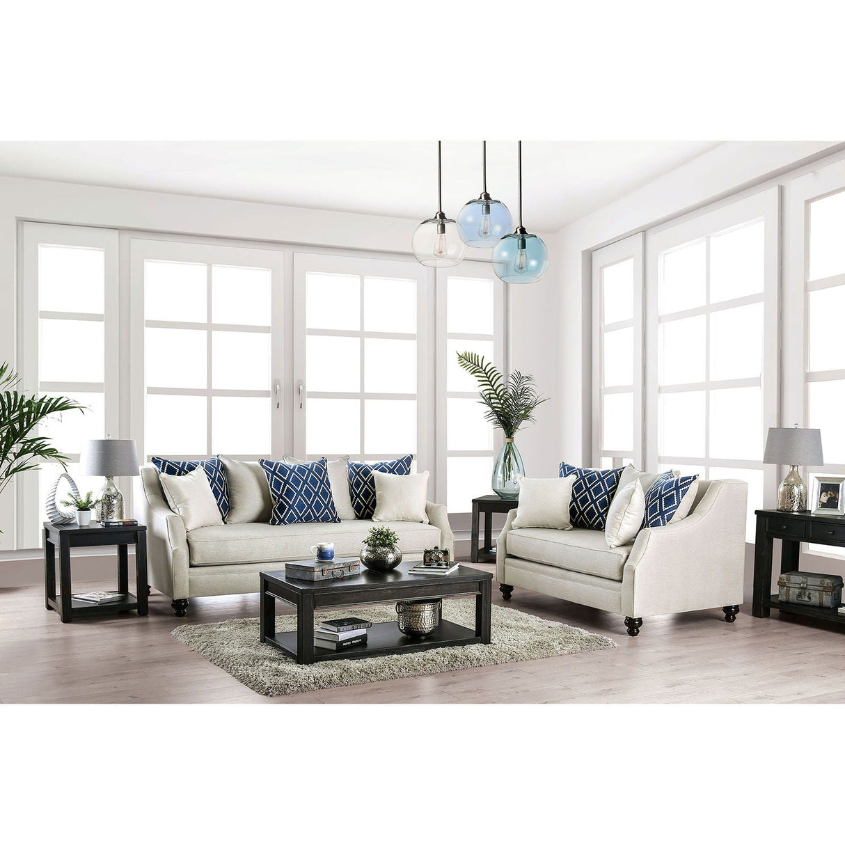 Nefyn - Sofa & Loveseat - Ivory - Home Elegance USA