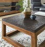 Hooker Furniture Big Sky Cocktail Table – Vintage Natural Base, Crosshatch Texture Top, Rustic Wood Coffee Table