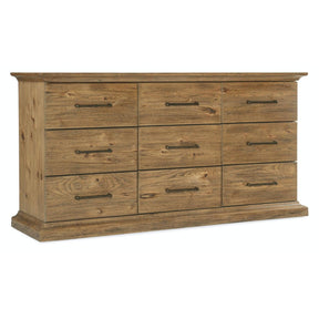 Big Sky Nine-Drawer Dresser Pecky Hickory Veneers Vintage Natural – Hooker Furniture