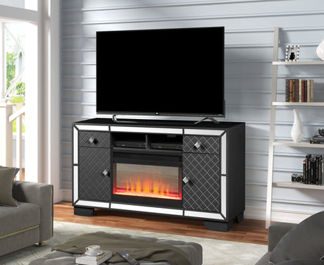 Madison TV Stand With Electric Fireplace in Black Home Elegance USA