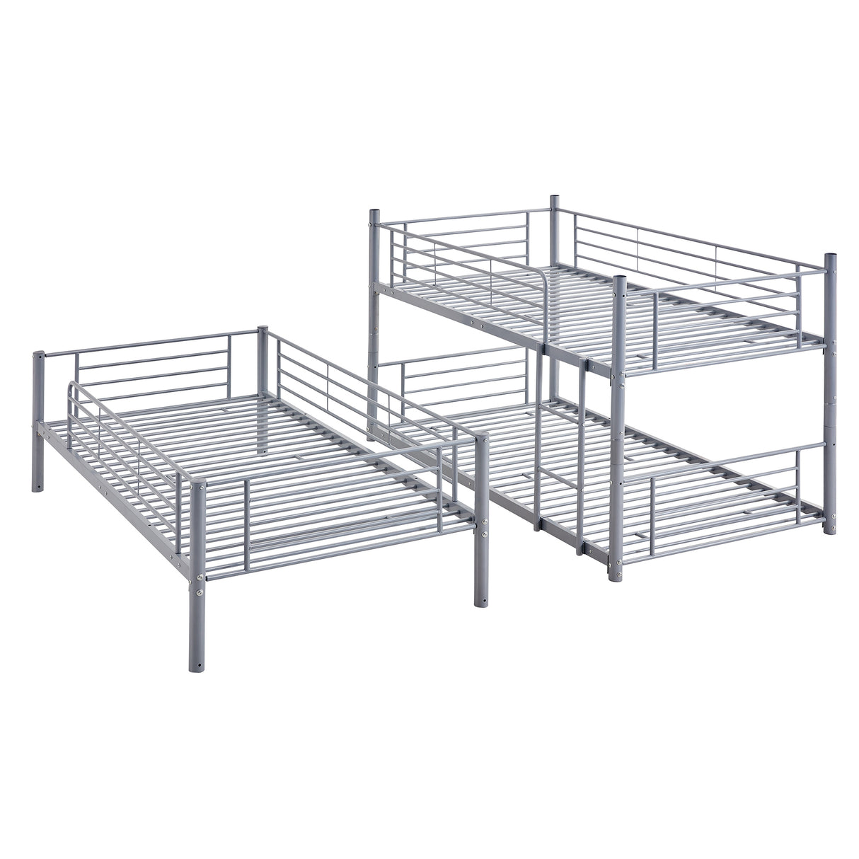 Twin-Twin-Twin Triple Bed with Built-in Ladder, Divided into Three Separate Beds,Gray(OLD SKU:LP000097AAE) - Home Elegance USA