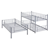 Twin-Twin-Twin Triple Bed with Built-in Ladder, Divided into Three Separate Beds,Gray(OLD SKU:LP000097AAE) - Home Elegance USA