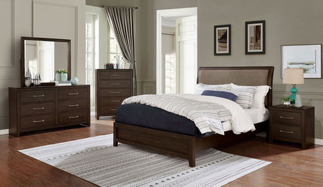 Jamie - 5 Piece Queen Bedroom Set With Night Stand - Walnut / Light Brown - Home Elegance USA