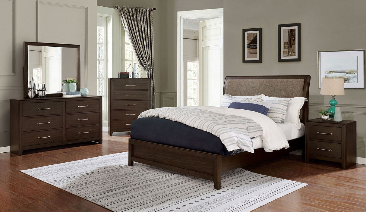 Jamie - 5 Piece Queen Bedroom Set With Chest - Walnut / Light Brown - Home Elegance USA