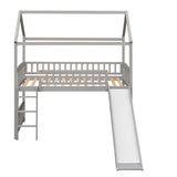 Twin Loft Bed with Slide, House Bed with Slide,White(OLD SKU :LT000212AAE) - Home Elegance USA