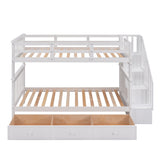 Stairway Twin-Over-Twin Bunk Bed with Three Drawers for Bedroom, Dorm - White(Old sku: LP000309AAK) - Home Elegance USA