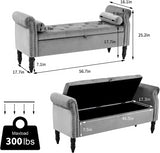 52" Bed Bench Grey Velvet - Home Elegance USA