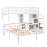 Twin Size Loft Bed with a Stand-alone Bed, Storage Staircase, Desk, Shelves and Drawers, White - Home Elegance USA