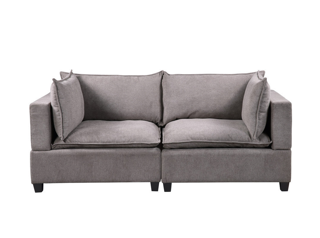 Madison Light Gray Fabric Sofa Loveseat Living Room Set Home Elegance USA