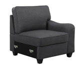 Leo Dark Gray Linen 6 Seater Sofa and Ottoman Home Elegance USA