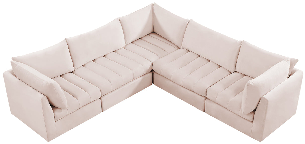 Jacob - Modular Sectional 5 Piece - Pink - Fabric - Home Elegance USA