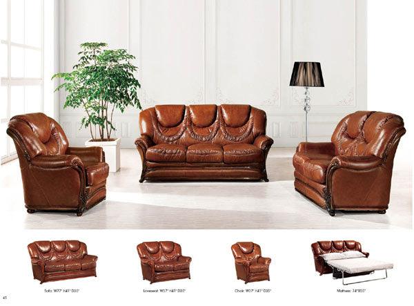 Esf Furniture - 67 Leather 3 Piece Living Room Set - 67-Slc