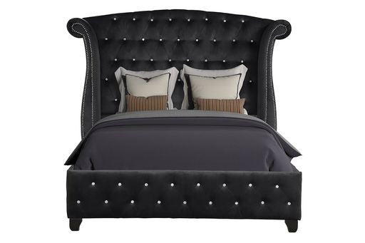 Sophia Upholstery Queen Size Bed Made With Wood in Black Color - Home Elegance USA