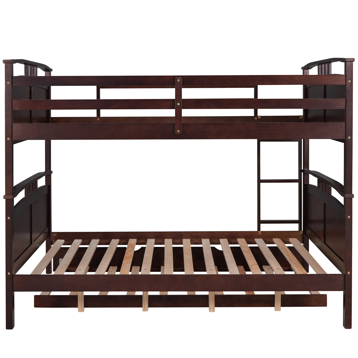 Full-Over-Full Bunk Bed with Twin size Trundle , Separable Bunk Bed for Bedroom - Espresso - Home Elegance USA