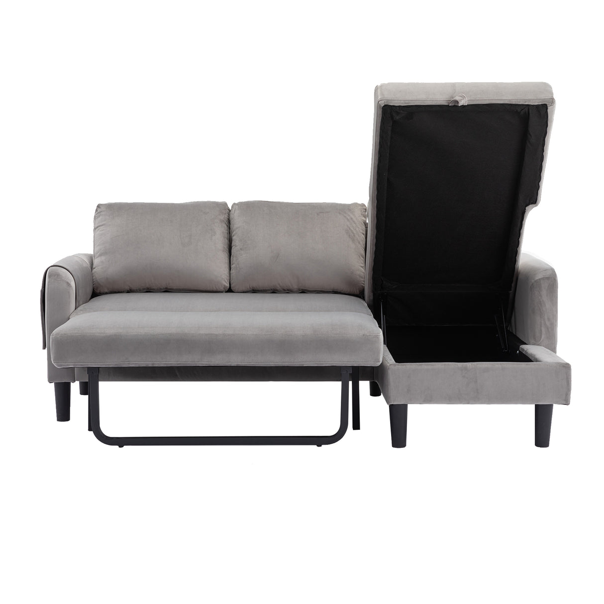 UNITED WE WIN Sectional Sofa Reversible Sectional Sleeper Sectional Sofa with Storage Chaise - Home Elegance USA