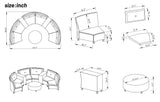 [VIDEO provided]U_Style 6 - Person Fan-shaped Rattan Suit Combination with Cushions and Table,Suitable for Garden