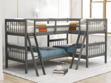 L-Shaped Bunk Bed with Ladder,Twin Size-Gray(OLD SKU :LP000020AAE) - Home Elegance USA