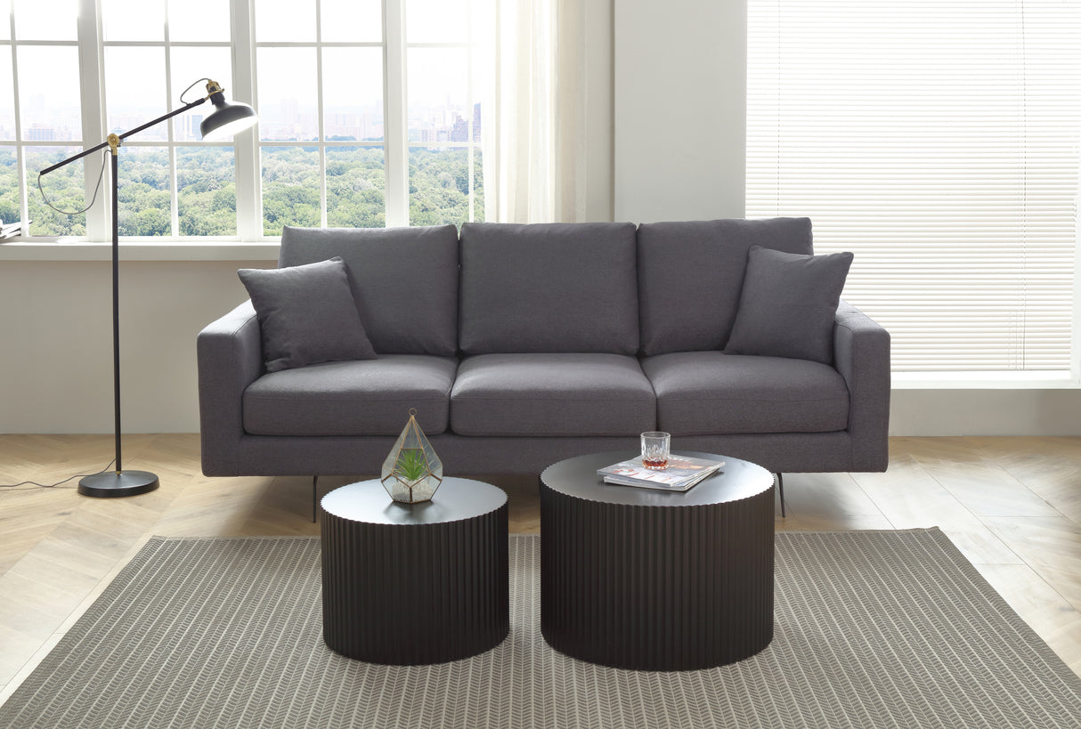 Modern Grey Three-Seat Sofa with Thick Sponge and Two Pillows, 87.40inch Home Elegance USA