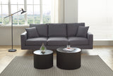 Modern Grey Three-Seat Sofa with Thick Sponge and Two Pillows, 87.40inch Home Elegance USA